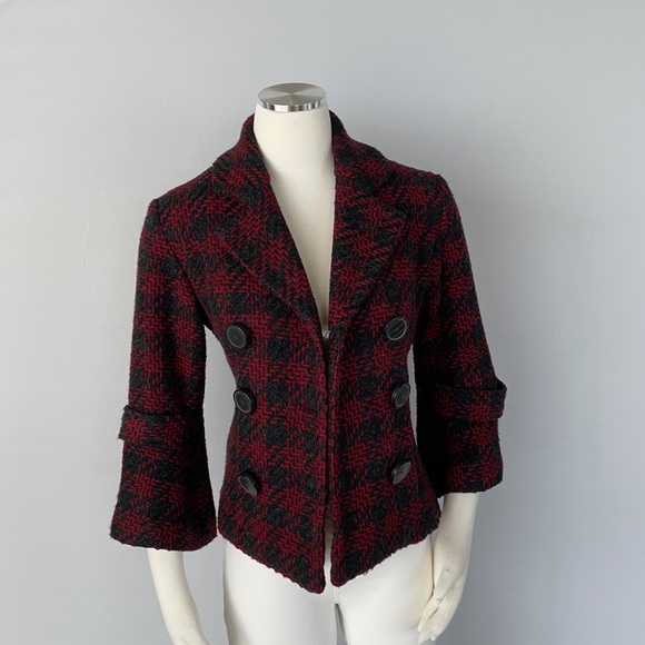 Mac & jac wool Double Breasted Tweed Jacket Size 6 - Picture 13 of 14